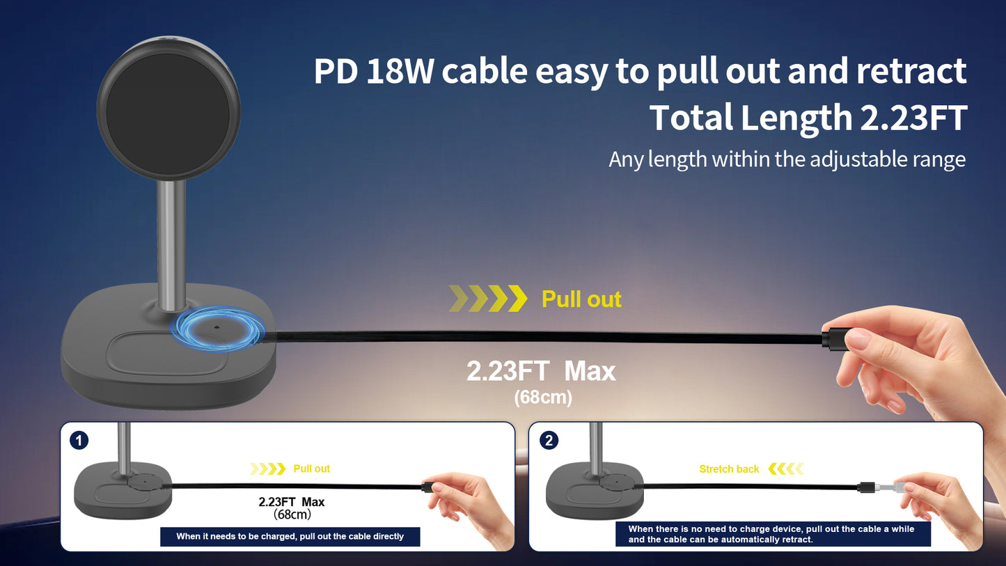 DT-X10 All-in-one Semiconductor Wireless Charging Station Qi2 15W Cooling Charger
