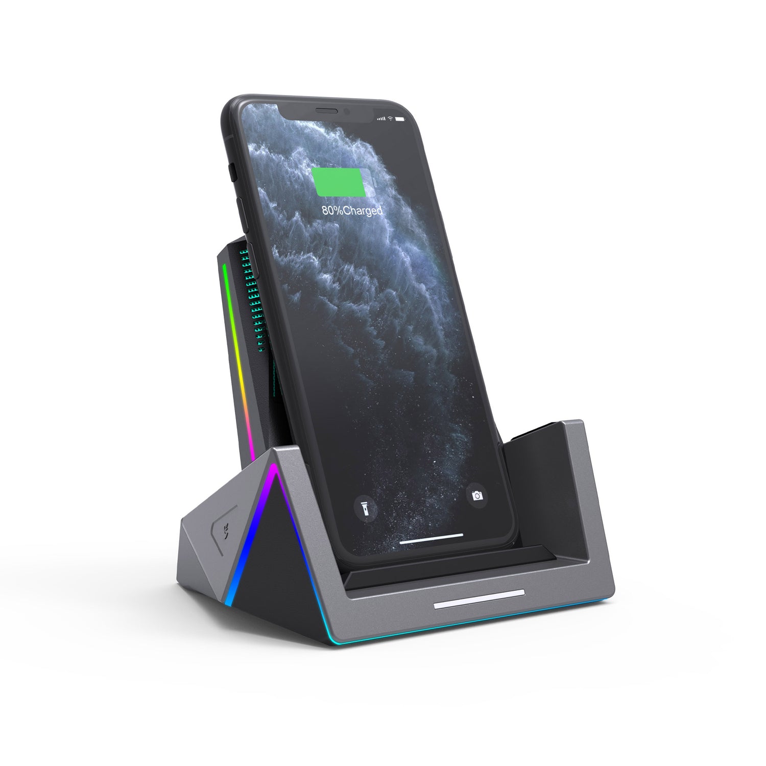 RGBTRON DT-G1 PLUS Wireless Charger 3 in 1 Wireless Charging Station Qi Fast Charger Stand for iPhone 13/12/11/Pro/Max/XR/XS/XS Max/X /8/8 Plus, Apple Watch, Airpods 2/Pro, Samsung Galaxy Phone with RGB Lighting, Black 
