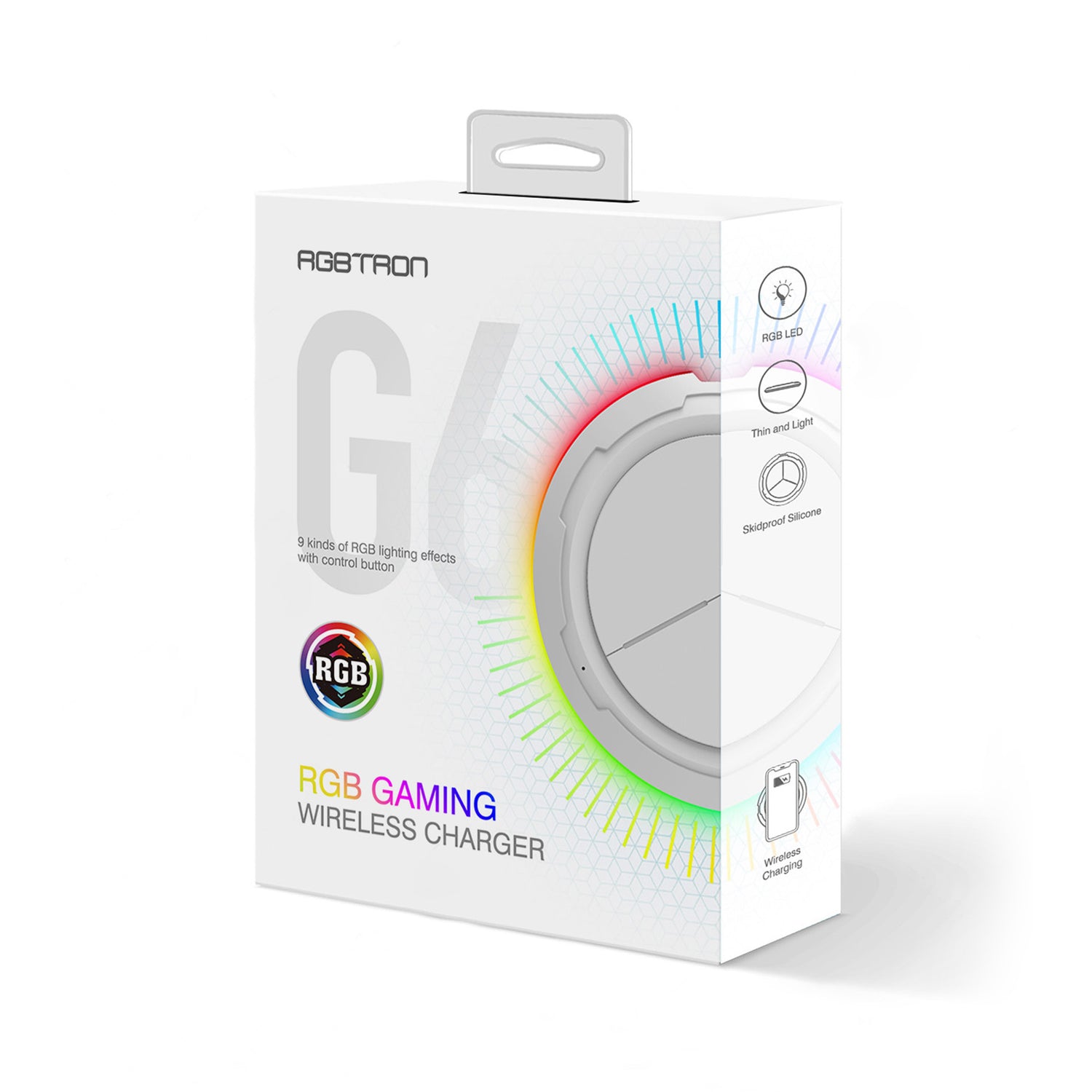 RGBTRON DT-G6 wireless charger customizing various colors and logos, yellow, green, purple, pink, blue,