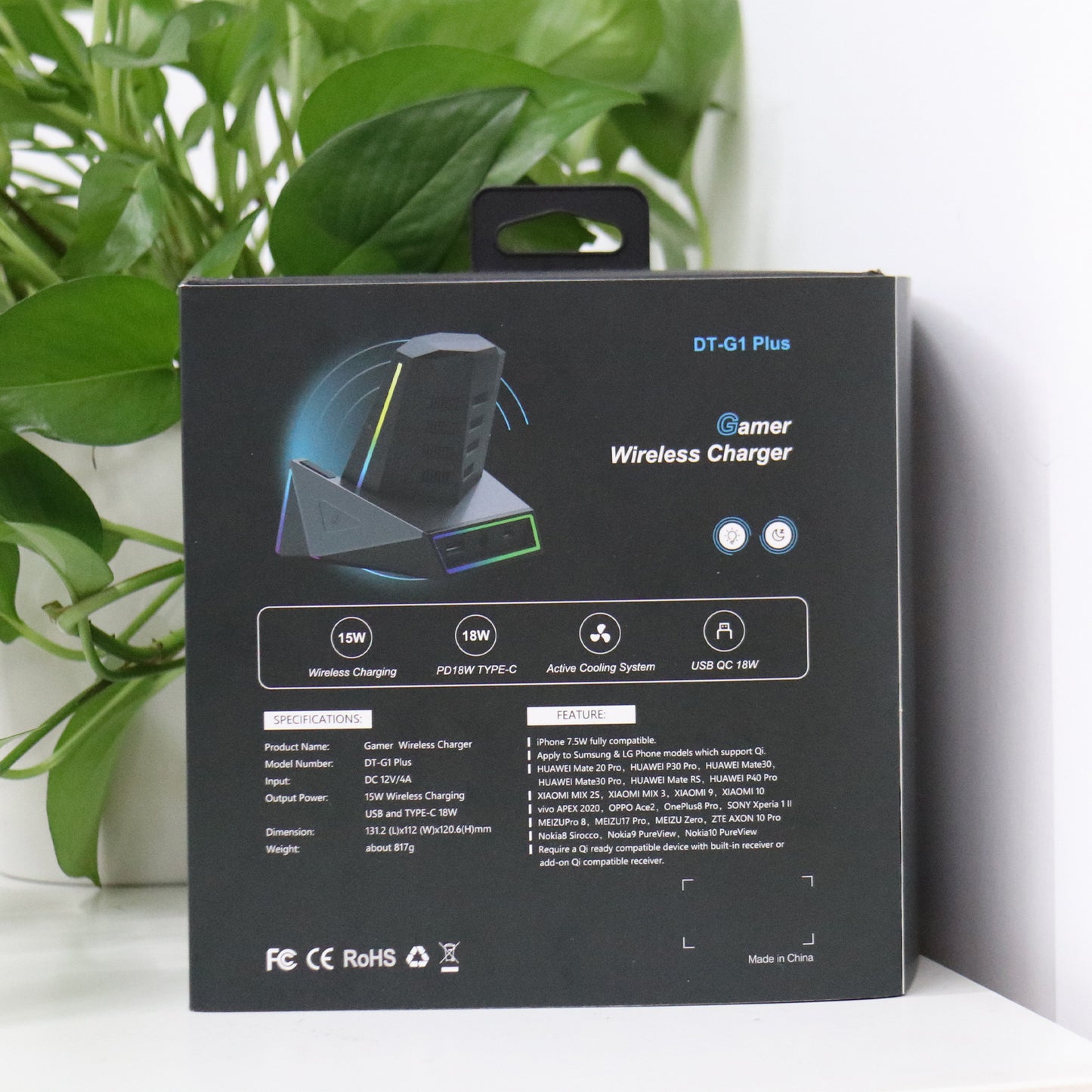 RGBTRON DT-G1 PLUS - CUSTOMIZABLE 33W FAST WIRELESS CHARGER 3 IN 1 FOR PHONE//AirPods/Apple Watch