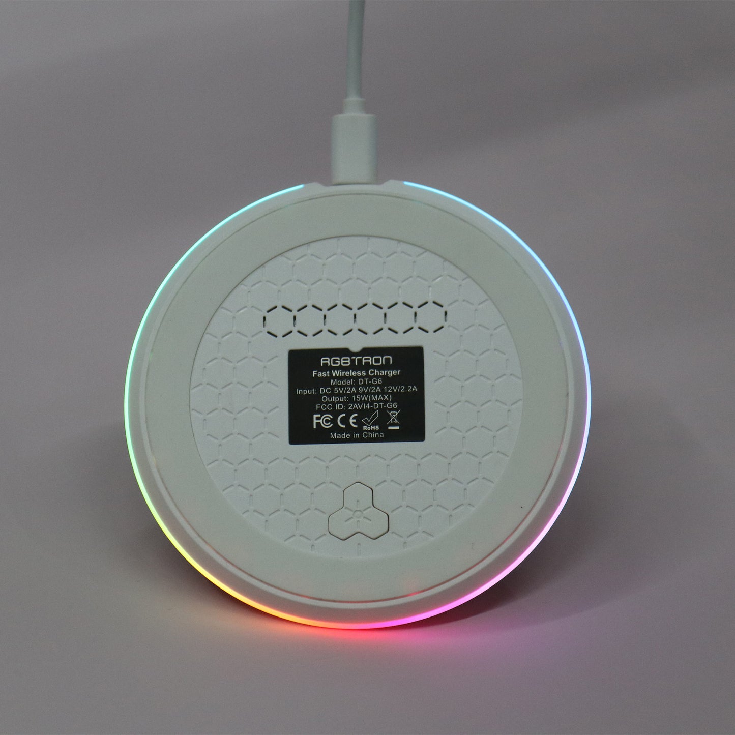 RGBTRON RGB 15W Qi Certified Wireless Charging Pad (Black & White)