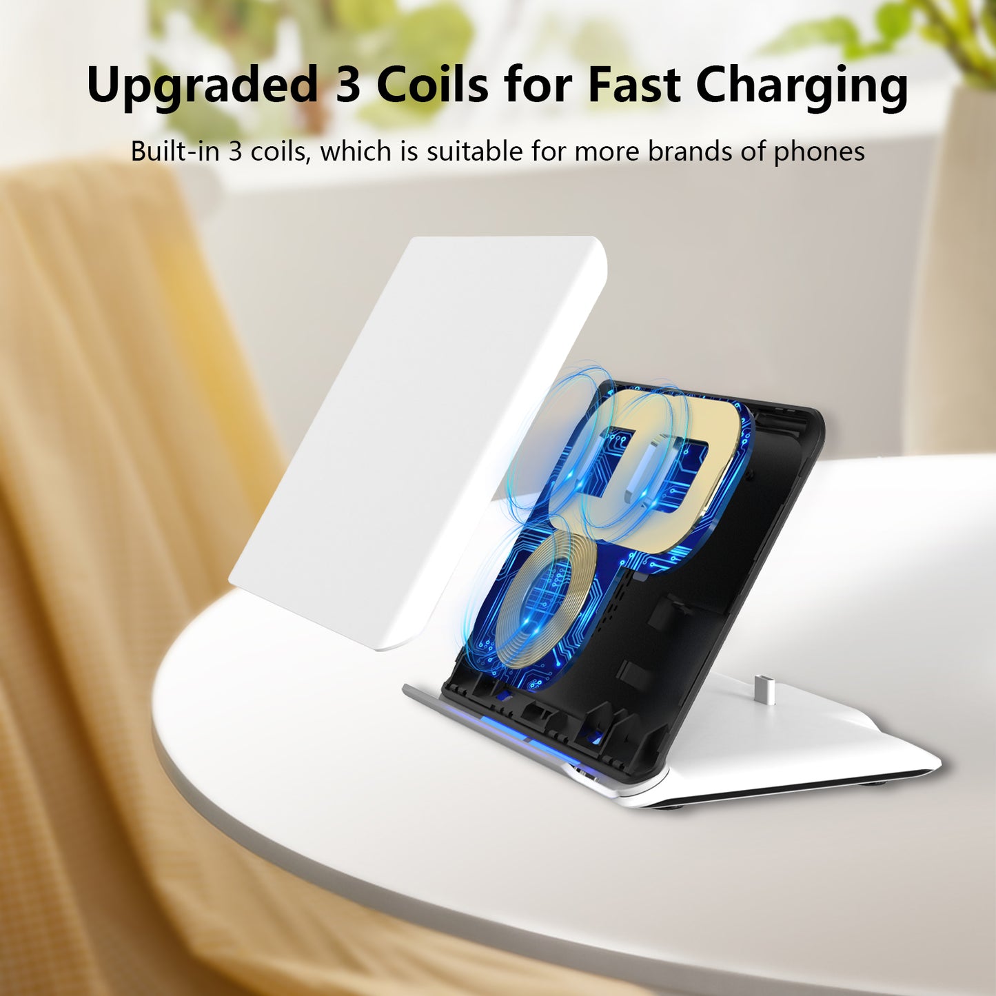 DT-X8 Wireless Charger Stand for Samsung Galaxy Z Fold/Pixel 9 Pro Fold, 2 in 1 Fast Wireless Charging Station for Galaxy Z Fold 6/5/4/3, 3-Coils Charging Stand for Galaxy Buds, White,Black (20W Adapter Included)