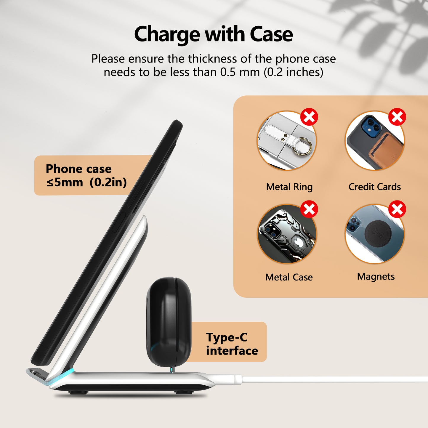 DT-X8 Wireless Charger Stand for Samsung Galaxy Z Fold/Pixel 9 Pro Fold, 2 in 1 Fast Wireless Charging Station for Galaxy Z Fold 6/5/4/3, 3-Coils Charging Stand for Galaxy Buds, White,Black (20W Adapter Included)