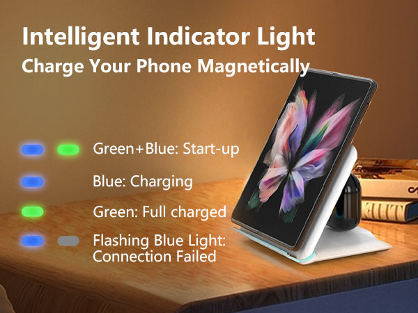 DT-X8 Wireless Charger Stand for Samsung Galaxy Z Fold/Pixel 9 Pro Fold, 2 in 1 Fast Wireless Charging Station for Galaxy Z Fold 6/5/4/3, 3-Coils Charging Stand for Galaxy Buds, White,Black (20W Adapter Included)