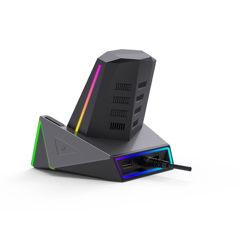 Wireless Charging Stand with RGB Lighting, RGBTRON DT-G1 PLUS  Upgraded 3 in 1 Charging Station, Qi-Certified 15W Fast Wireless Charger Dock Compatible with iPhone 13/11 Series, AirPods, Apple Watch SE/6/5/4/3/2(Black) 