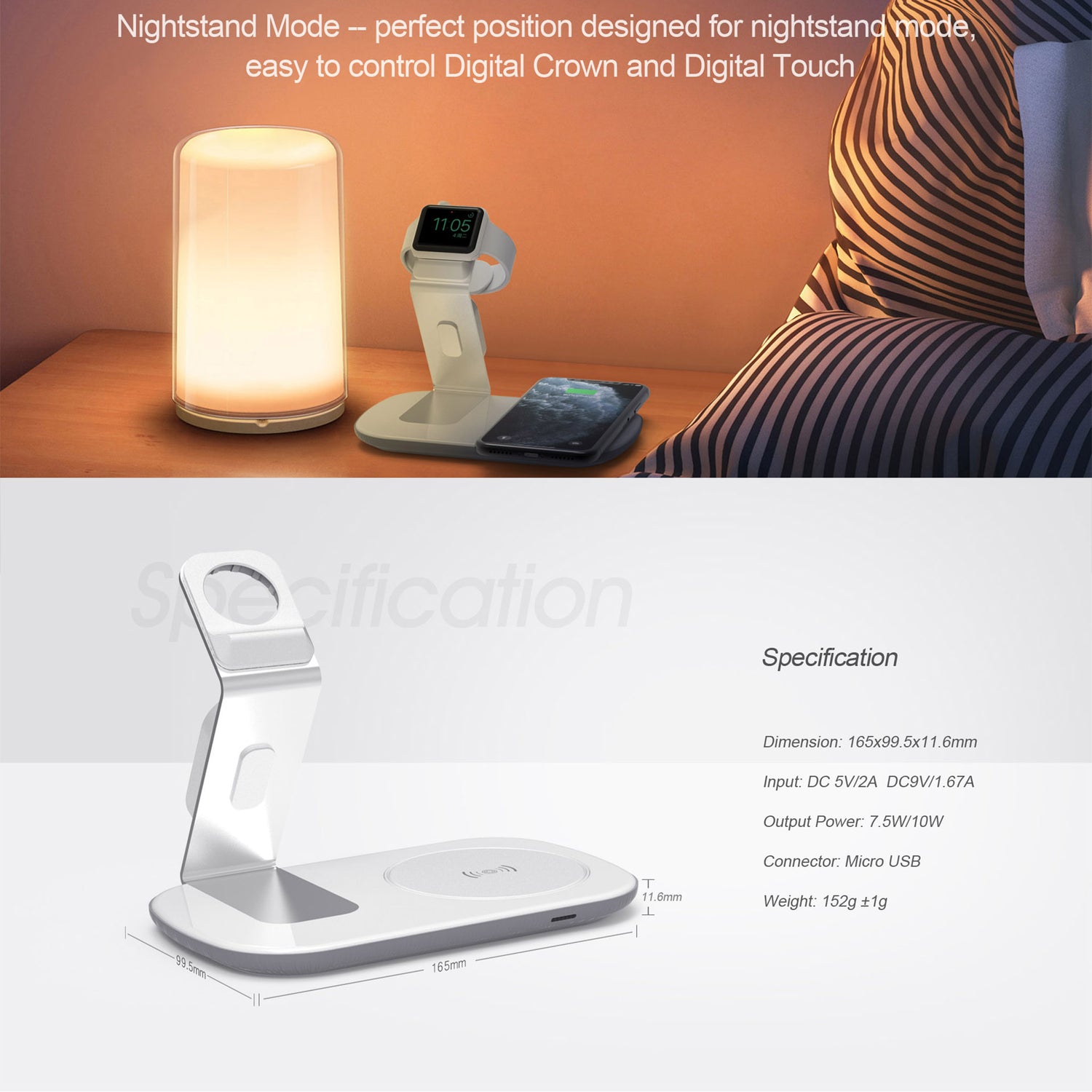 4 in 1 Smart Wireless Charger Station, Apple Watch & AirPods & Pencil  Charging Dock Station, Nightstand Mode for iWatch Series 5/4/3/2/1, Fast