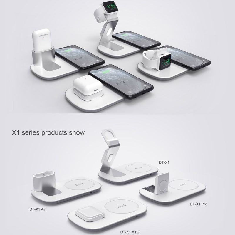 RGBTRON DT-X1 2 in 1 Wireless Charging Station, 2021 Upgraded Wireless Charger Stand Compatible with Apple Watch SE 6 5 4 3 2, AirPods Pro and Pencil, Fast Charging Dock for iPhone 13,12,11,11 Pro max,Xr,Xs,X