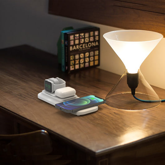 RGBTRON DT-X3 3 in 1 Wireless Charging Stand - 7.5W Wireless Charging Stand for iPhone, AirPods ProAirPods, and Apple Watch - Black, White