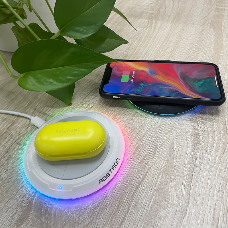 RGBTRON DT-G6 - 15W RGB Gaming Fast Wireless Charging Pad for All Qi enabled Cell Phones/Sumsang/iPhone/LG/Google Pixel (Black & White)