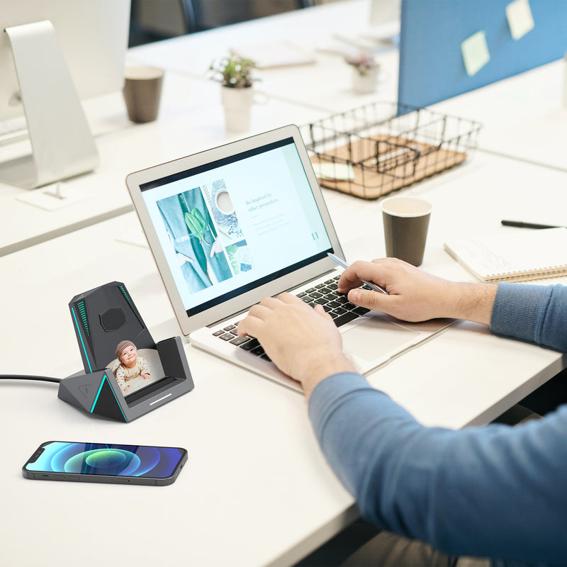 RGBTRON DT-G1 PLUS  - 3-in-1 Wireless Stand for MagSafe Charger MagSafe Compatible Wireless Charging Stand for iPhone, AirPods Pro/AirPods, and Apple Watch. (MagSafe Charger not Included) - RGB Lighting