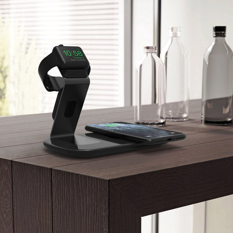 RGBTRON DT-X1 2 in 1 Charging Station Compatible with Apple Watch iPhone AirPods with 15W Adapter