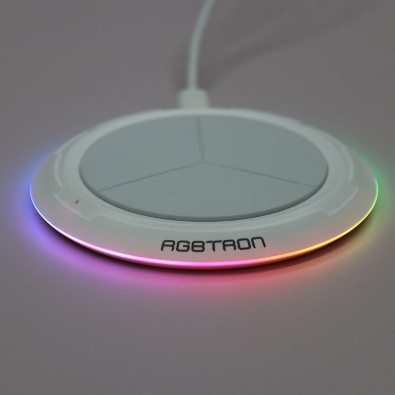 RGBTRON DT-G6 - 15W RGB Gaming Fast Wireless Charging Pad for All Qi enabled Cell Phones/Sumsang/iPhone/LG/Google Pixel (Black & White)